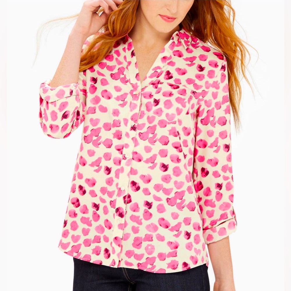 The Limited Printed Ashton Rose petal Blouse XL